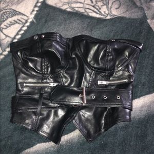 Faux leather crop top